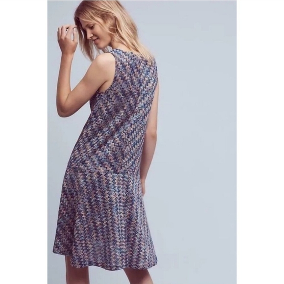 Maeve Anthropologie Westwater Zig‎ Zag Knit Sleeveless Drop Waist Dress - Picture 7 of 7